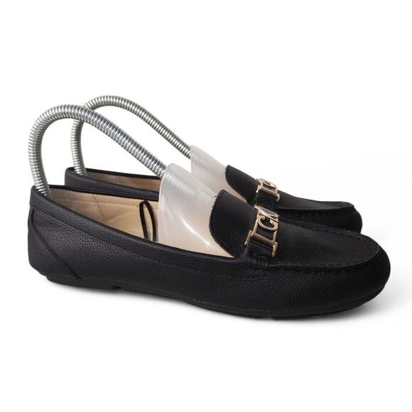 Calvin Klein Lacy Slip-on Moc Toe Driving Loafers Black / Gold Women's 5.5M - Picture 4 of 11